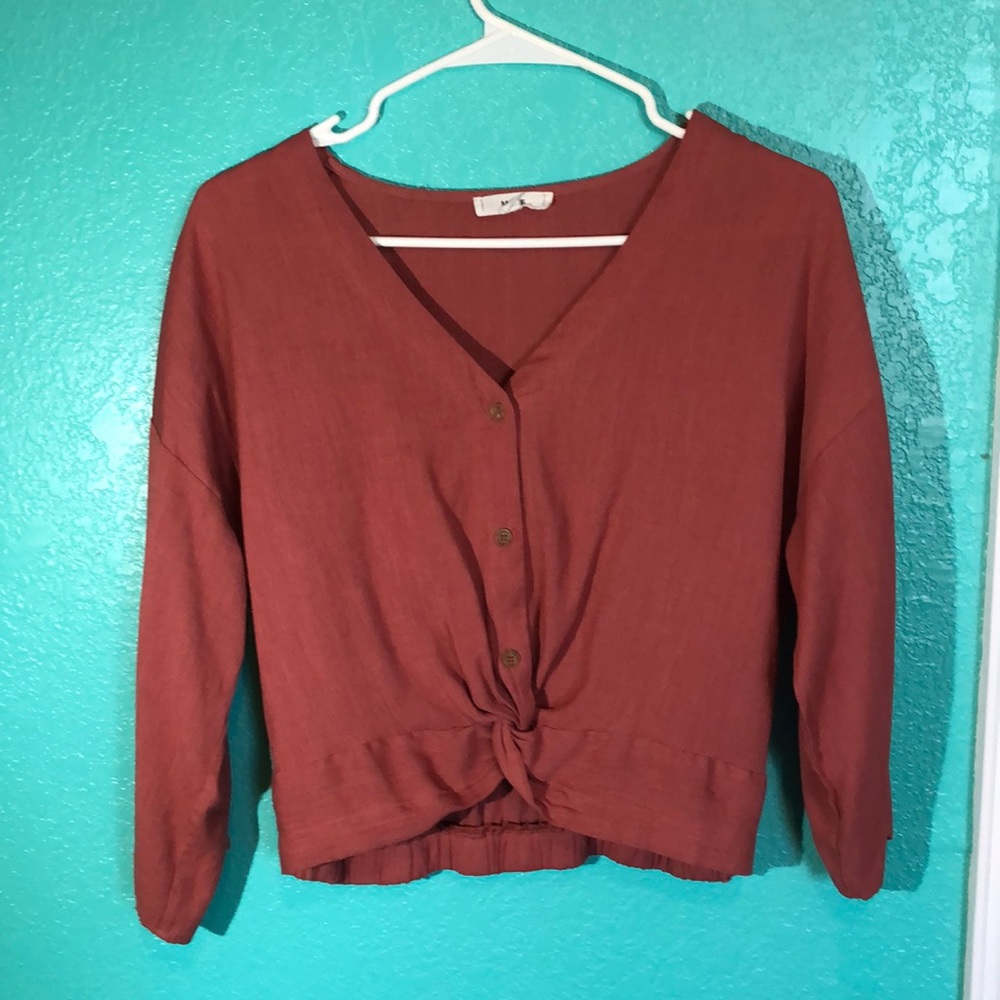 salmon colored blouse